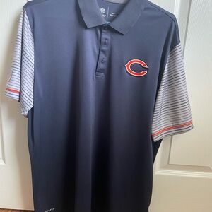 NFL Nike Men's Chicago Bears Dark Blue Polo with Striped Sleeves